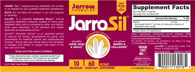 Photo of the Jarrow Formulas JarroSil 10 mg label