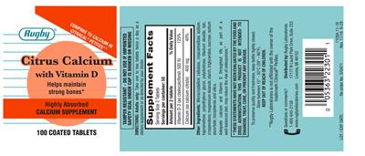 Photo of the Rugby Citrus Calcium with Vitamin D label