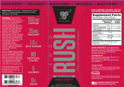 Photo of the BSN Endo Rush Black Cherry label