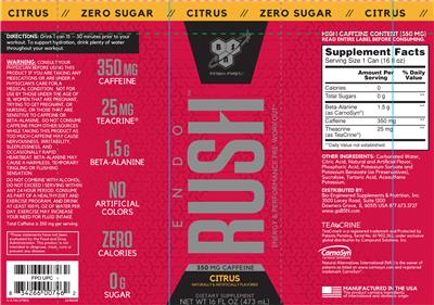 Photo of the BSN Endo Rush Citrus label