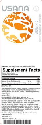 Photo of the USANA Vitamin D label