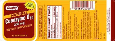 Photo of the Rugby Natural Coenzyme Q10 200 mg label