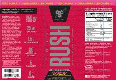 Photo of the BSN Endo Rush Strawberry Lemonade label