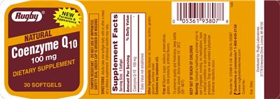 Photo of the Rugby Natural Coenzyme Q10 100 mg label