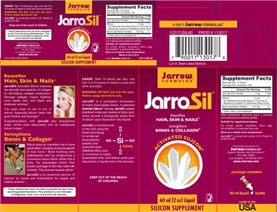 Photo of the Jarrow Formulas JarroSil label