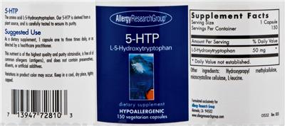 Photo of the Allergy Research Group 5-HTP label