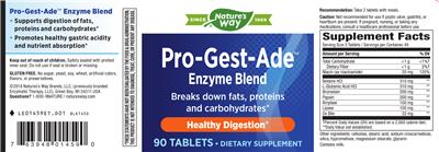 Photo of the Nature's Way Pro-Gest-Ade Enzyme Blend label