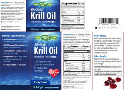 Photo of the Nature's Way EfaGold Krill Oil 500 mg label