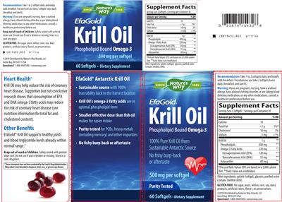 Product label for EfaGold Krill Oil 500 mg