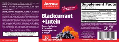Photo of the Jarrow Formulas Blackcurrant + Lutein label