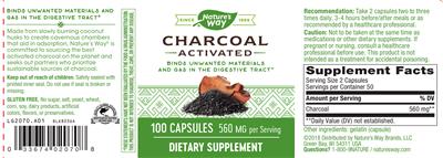 Photo of the Nature's Way Charcoal Activated 560 mg label