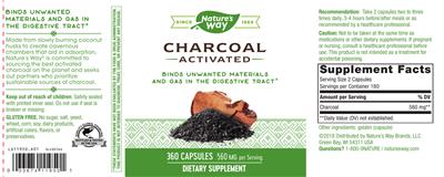 Photo of the Nature's Way Charcoal Activated 560 mg label