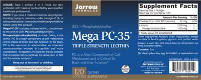 Photo of the Jarrow Formulas Mega PC-35 label