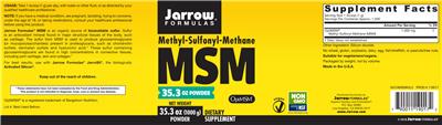 Photo of the Jarrow Formulas MSM Powder label