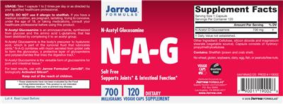 Photo of the Jarrow Formulas N-A-G 700 mg label
