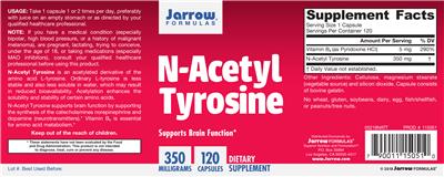 Photo of the Jarrow Formulas N-Acetyl Tyrosine 350 mg label