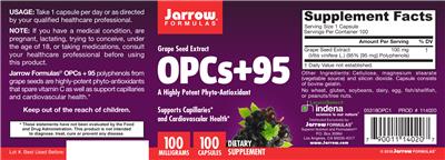 Photo of the Jarrow Formulas OPCs + 95 100 mg label