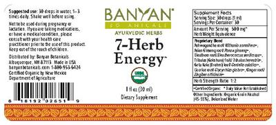 Photo of the Banyan Botanicals 7-Herb Energy label