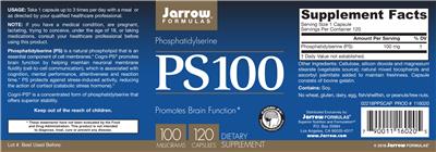 Photo of the Jarrow Formulas PS100 100 mg label