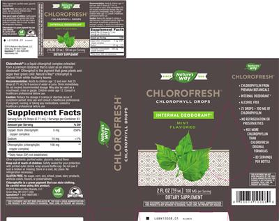 Photo of the Nature's Way Chlorofresh Mint Flavored label