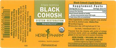 Photo of the Herb Pharm Black Cohosh label