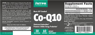 Photo of the Jarrow Formulas Co-Q10 30 mg label