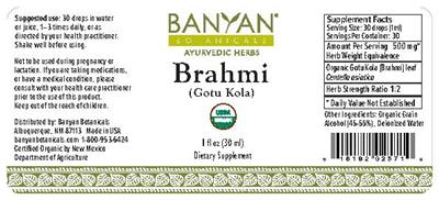 Photo of the Banyan Botanicals Brahmi label