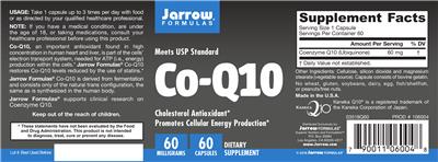 Photo of the Jarrow Formulas Co-Q10 60 mg label