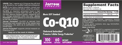 Photo of the Jarrow Formulas Co-Q10 100 mg label