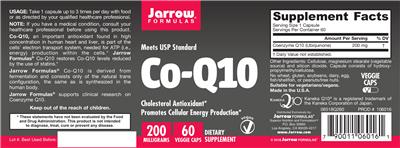 Photo of the Jarrow Formulas Co-Q10 200 mg label