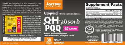 Photo of the Jarrow Formulas QH-absorb + PQQ label
