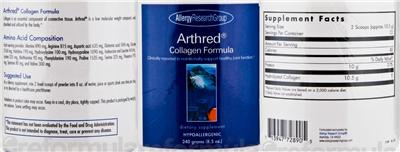 Photo of the Allergy Research Group Arthred Collagen Formula label