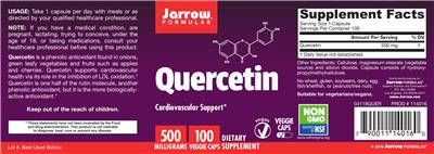Photo of the Jarrow Formulas Quercetin 500 mg label