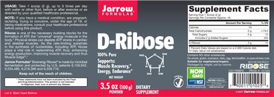 Photo of the Jarrow Formulas D-Ribose label