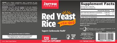 Photo of the Jarrow Formulas Red Yeast Rice label