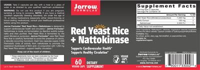 Photo of the Jarrow Formulas Red Yeast Rice + Nattokinase label