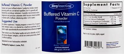 Photo of the Allergy Research Group Buffered Vitamin C Powder label