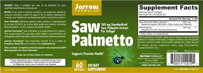 Photo of the Jarrow Formulas Saw Palmetto label