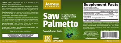 Photo of the Jarrow Formulas Saw Palmetto label