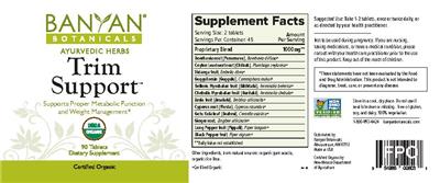 Photo of the Banyan Botanicals Trim Support label