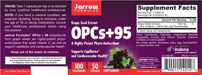 Photo of the Jarrow Formulas OPCs + 95 100 mg label