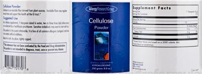 Photo of the Allergy Research Group Cellulose Powder label