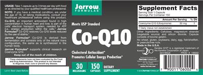 Photo of the Jarrow Formulas Co-Q10 30 mg label
