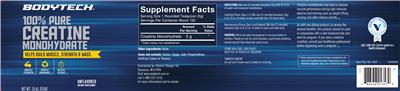 Photo of the BodyTech 100% Pure Creatine Monohydrate Unflavored label