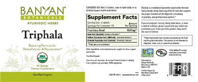 Photo of the Banyan Botanicals Triphala label