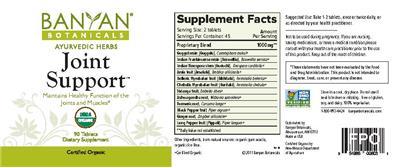 Photo of the Banyan Botanicals Joint Support label