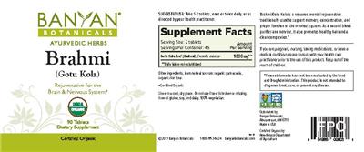 Photo of the Banyan Botanicals Brahmi label
