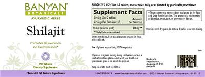 Photo of the Banyan Botanicals Shilajit label