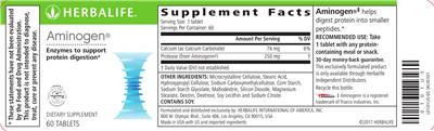 Photo of the Herbalife Aminogen label