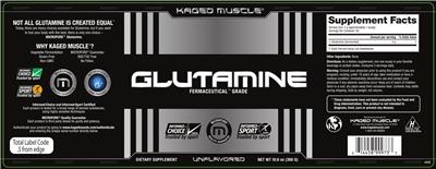 Photo of the Kaged Muscle Glutamine Unflavored label